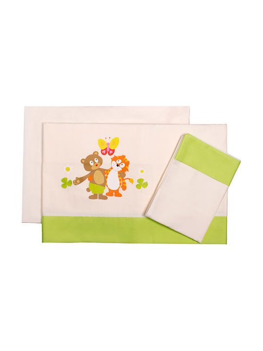 Mother Baby Best Friends Baby Sheets Set Crib Cotton Fitted Green 70x140cm 3pcs