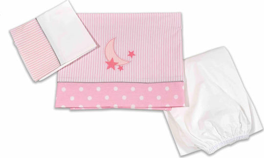abo Set Cu Cauciuc Lenjerie De Patut Bebe Carousel Roz 70x140cm