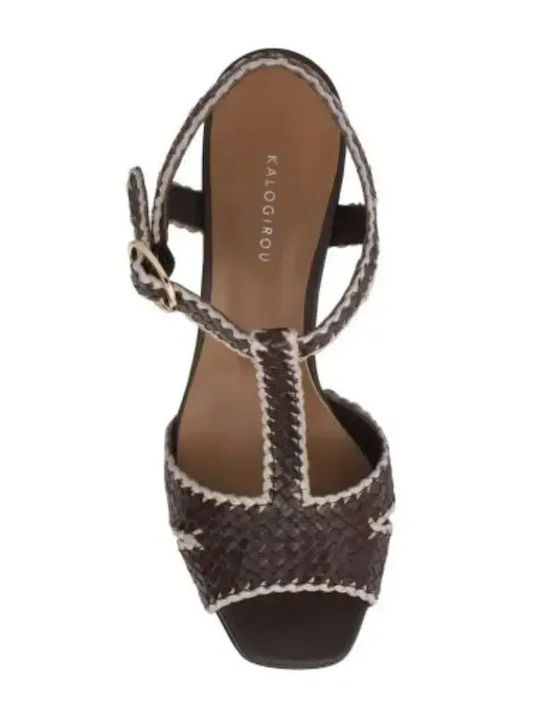 Damenplattformen Braune Sandalen
