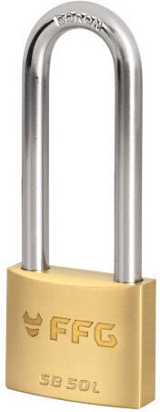 FFG Brass Long Shackle Padlock with Key 40mm