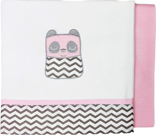Baby Star Fitted Sheet Tiny Friends Pink 75x100cm