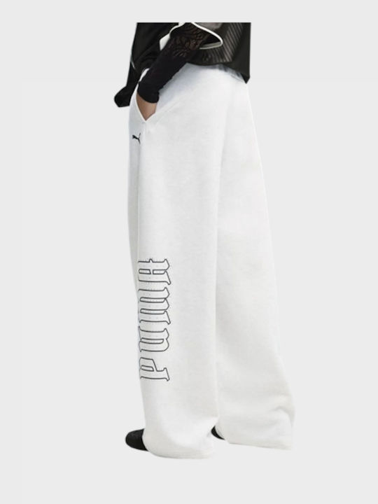 Wide Fleece Ecru Tracksuit Trousers