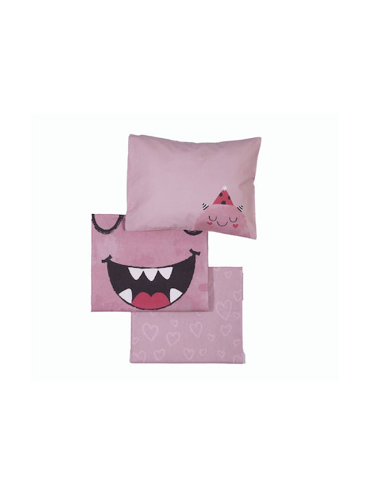 Nef-Nef Homeware Monstermania Girl Baby Sheets Set Crib Cotton Pink 120x170cm 3pcs