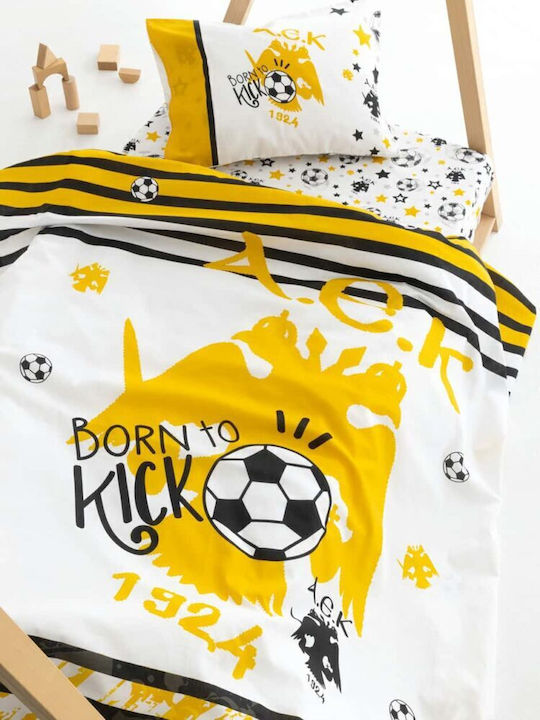 AEK Baby Sheets Set Crib Cotton Fitted Yellow 130x170cm 3pcs