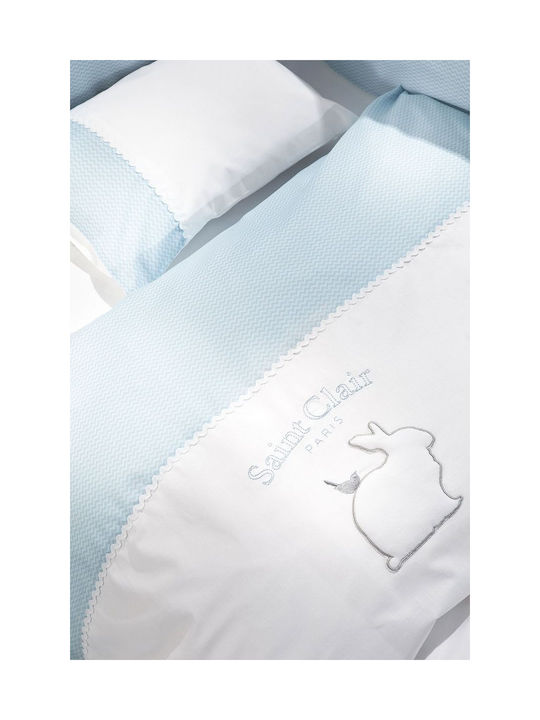 Saint Clair Lapin Baby Sheets Set Crib Cotton Blue 110x170cm