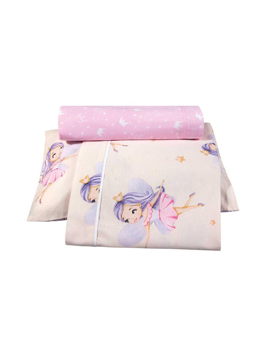Alouette Set Baby Crib Cotton Sheets Fairy Pink 130x170cm 3 Pieces