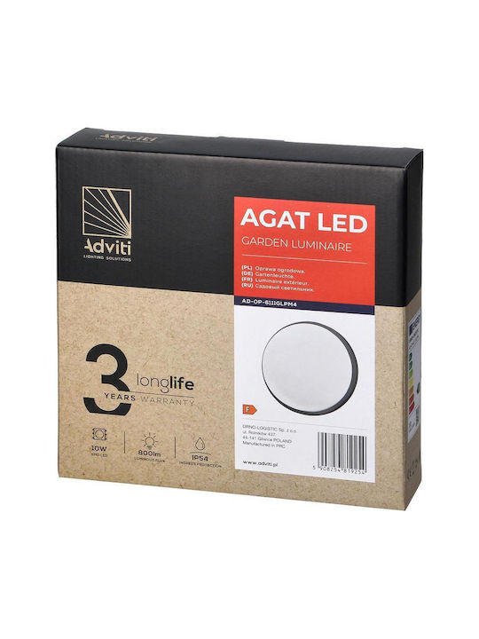 Adviti Wandmontierte Außenleuchte LED IP54 10W mit Natürliches Weiß Licht