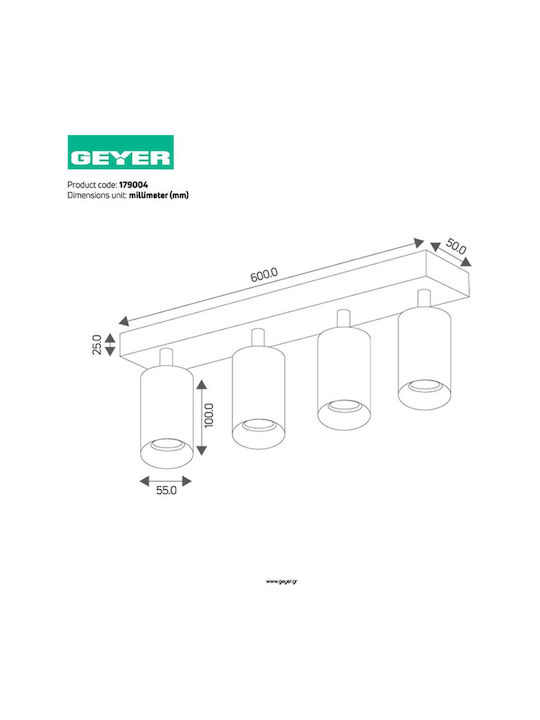 Geyer Spot with 4 Lights and with Socket GU10 in Black Color