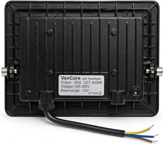 VenCore Proiector LED Etanș 30W Alb Rece 6000K IP66