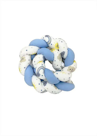 Bunny Bebe Crib Bumper Braided Inside Light Blue