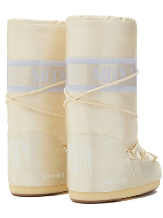 Synthetic Leather Snow Boots with Laces Icon Beige