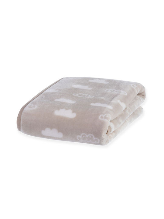 Nef-Nef Homeware Blanket Cot Clouds Velvet Beige Beige 100x140cm