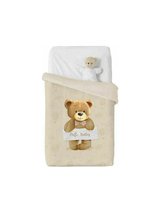 Manterol Casa Κουβέρτα Κούνιας Baby Vip Βελουτέ Μπεζ 110x140εκ.