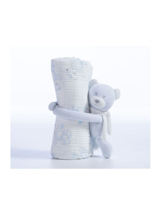 Nef-Nef Homeware Κουβέρτα Αγκαλιάς & Λίκνου Teddy Πικέ Μπεζ με Ζωάκι 75x100εκ.