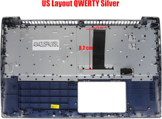 Laptop Keyboard Palmrest Lenovo Ideapad 330s-15ikb 81f5 330s-15ast 81f9 330s-15arr 81fb 5cb0r07316 5cb0r16738 US Silver Code 40442uspalmsil