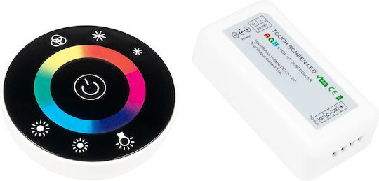 GloboStar Drahtlos RGB Controller Berührung RF (Request for) - Anfrage für mit Fernbedienung 2.4G Runde 12-24 Volt Gleichstrom Schwarz 77445