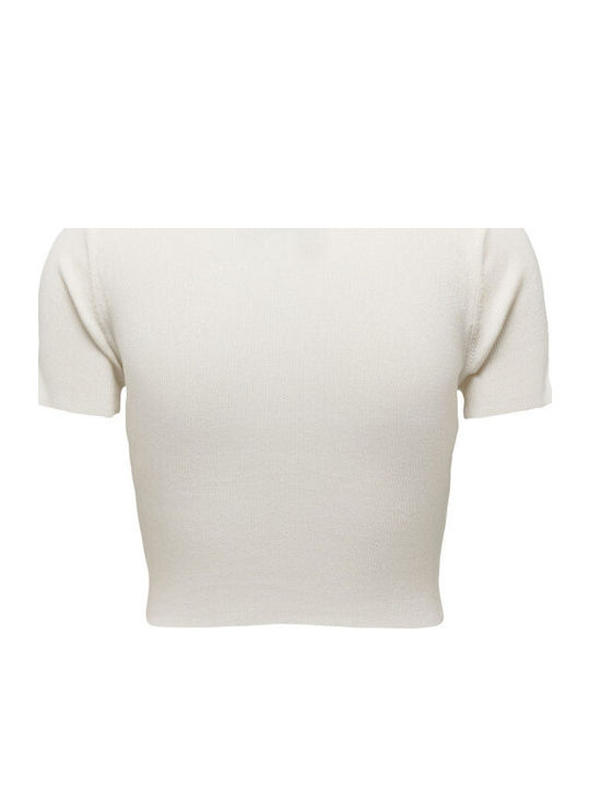Women's Crop Top Short Sleeve Ecru