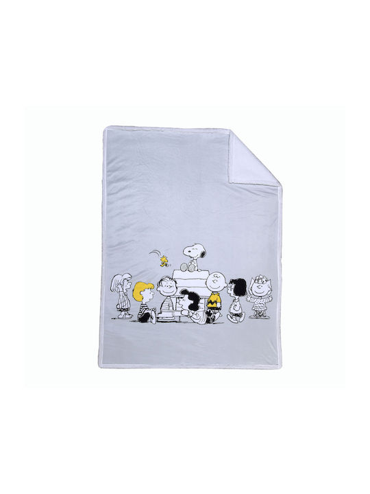 Nef-Nef Homeware Babydecke Kinderbett Peanuts Forever Grau 110x150cm