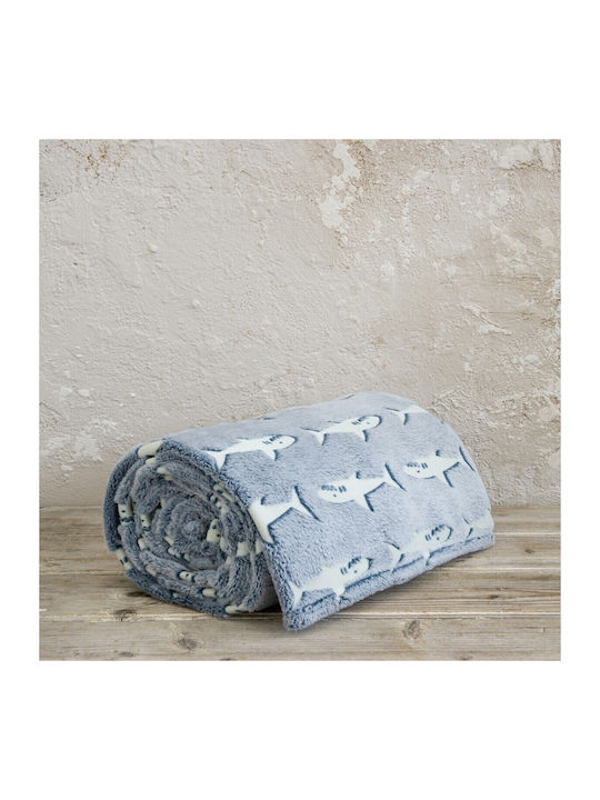 Kocoon Pătură Pepinieră Swaddling pături Sharky Fleece Albastru 80x110cm