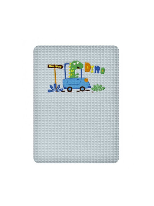 Adam Home Decke Kinderbett Dino Waffel Blau Blue 110x140cm