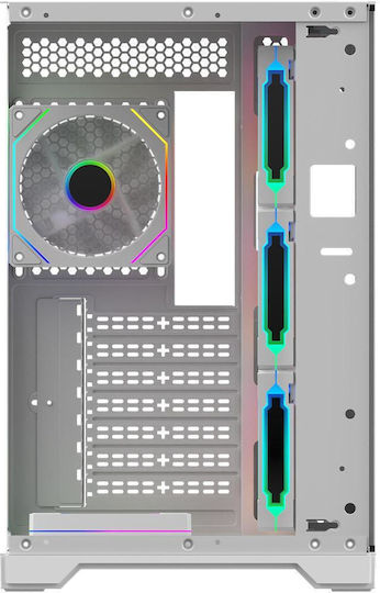 Aqirys Europa Gaming Midi Tower Computer Case with Side Window and ARGB Lighting White