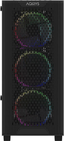 Aqirys Virgo Gaming Midi Tower Computer Case with Side Window and ARGB Lighting Black