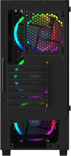 Aqirys Virgo Gaming Midi Tower Computer Case with Side Window and ARGB Lighting Black