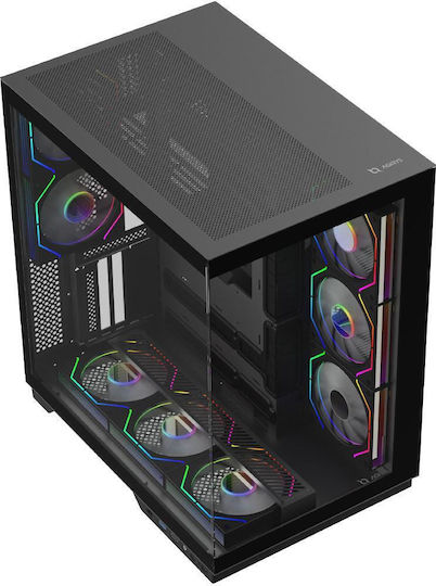 Aqirys Janus Gaming Midi Tower Computer Case with Side Window and ARGB Lighting Black