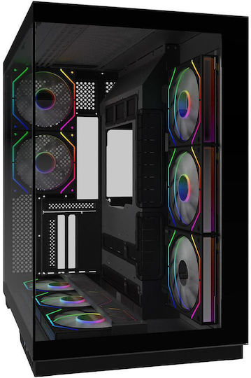 Aqirys Janus Gaming Midi Tower Computer Case with Side Window and ARGB Lighting Black