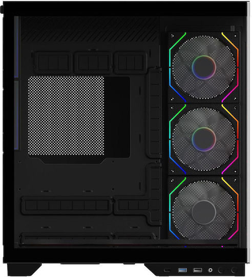 Aqirys Janus Gaming Midi Tower Computer Case with Side Window and ARGB Lighting Black