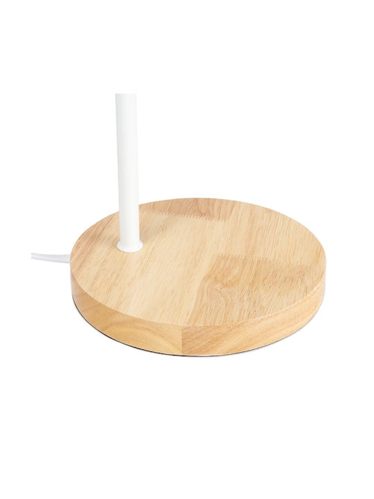 GloboStar Barnaby Wood Table Lamp for Socket E27 with White Shade and Beige Base