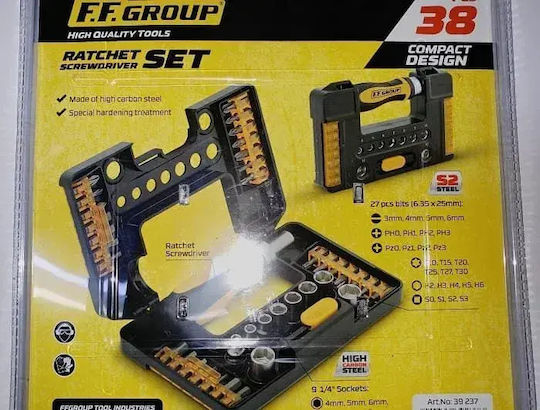FFG Screwdriver Ratchet with 38 Magnetic Interchangeable Tips