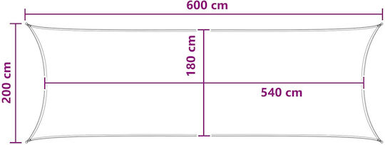 vidaXL Rectangular Grey Shade Sail 2x6x6m
