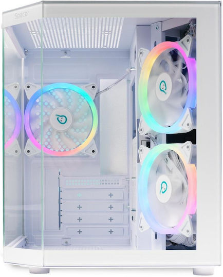 Spacer Aquarium Gaming Mini Tower Κουτί Υπολογιστή με Πλαϊνό Παράθυρο Λευκό