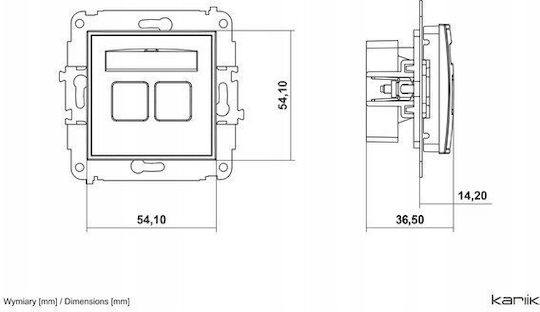 Icon F-Typ Antennensteckdose Mechanismus Sat + 1xrj45 Komp. Steckdosen Cat 6 8-polig Schwarz Matt 12igfk-3
