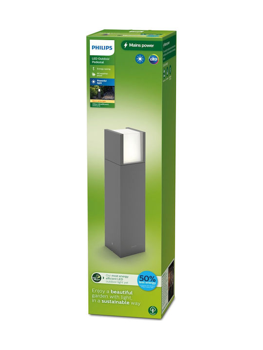 Philips Arbour Small Post Outdoor Floor Lamp 3.8W with Warm White Light IP44 Gray