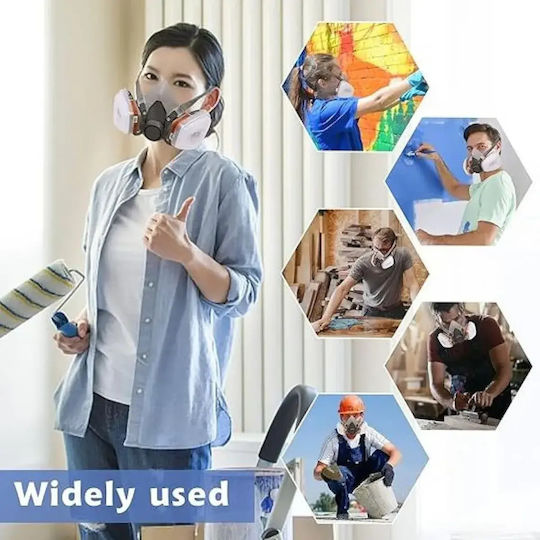 Mask Half Face with Activated Carbon Filters Filters Gray