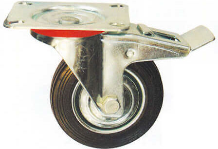 Ruotec 502.000.002.200 Wheel Rotating with Brake Industrial Black 200x44mm