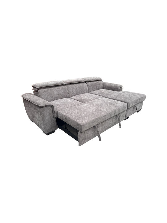 Canapea Colțar Pat cu Colțul Stâng Gri 251x168x82εκ.