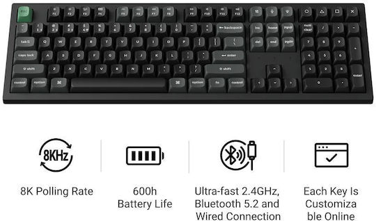 Keychron K10 Ultra Wireless Gaming Mechanical Keyboard with Keychron Banana Switches and RGB Lighting English US Grey