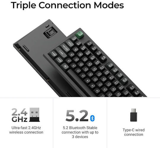 Keychron K10 Ultra Wireless Gaming Mechanical Keyboard with Keychron Banana Switches and RGB Lighting English US Grey