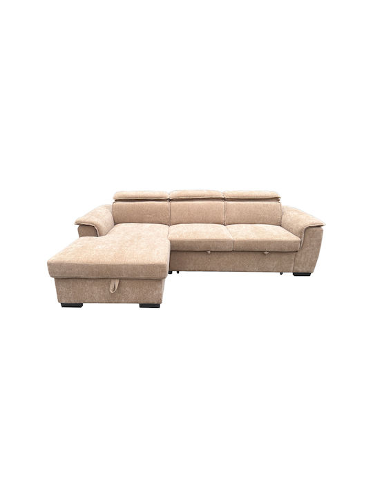 Lemance Corner Sofa Bed with Right Corner Beige 251x168x82cm