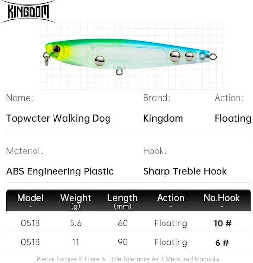Kingdom Z Dog Floatendes Bleistift Künstliche Köder 6cm/5,6g 005