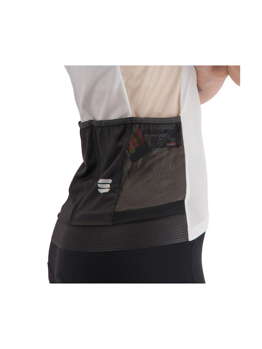 Sportful Tricou De Ciclism Pentru Femei Cu Mâneci Scurte Albă
