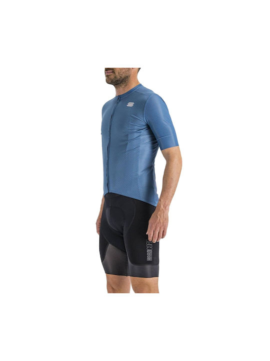 Sportful Checkmate Tricou De Ciclism Pentru Bărbați Mâneci Scurte Drum Bike Albastru