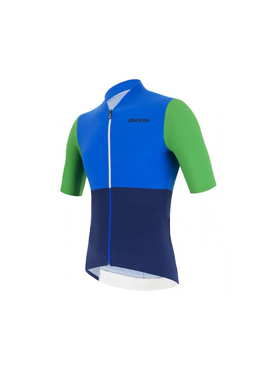 Santini Tricou De Ciclism Cu Mâneci Scurte Pentru Bărbați Albastru