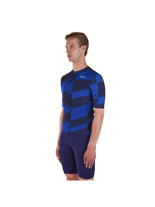 Santini Tricou De Ciclism Cu Mâneci Scurte Pentru Bărbați Road Albastru
