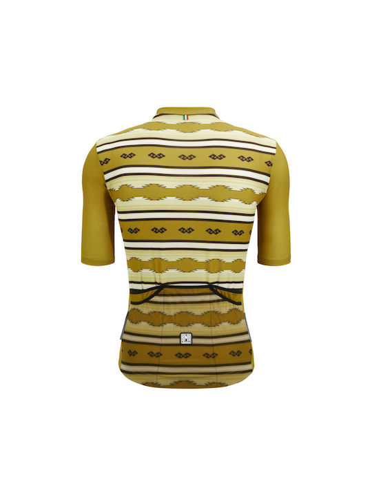 Santini Tricou De Ciclism Pentru Bărbați Cu Mâneci Scurte Galben