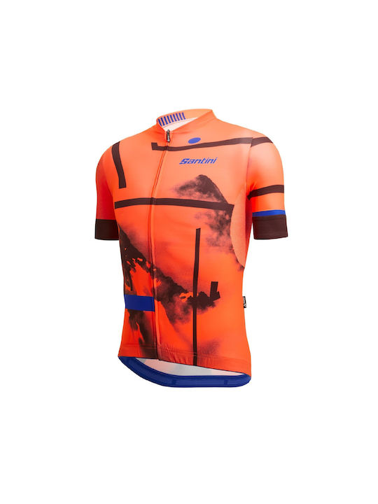 Santini Tricou De Ciclism Pentru Bărbați Cu Mâneci Scurte Portocaliu
