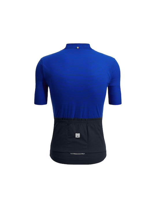 Santini Tricou De Ciclism Cu Mâneci Scurte Pentru Bărbați Albastru